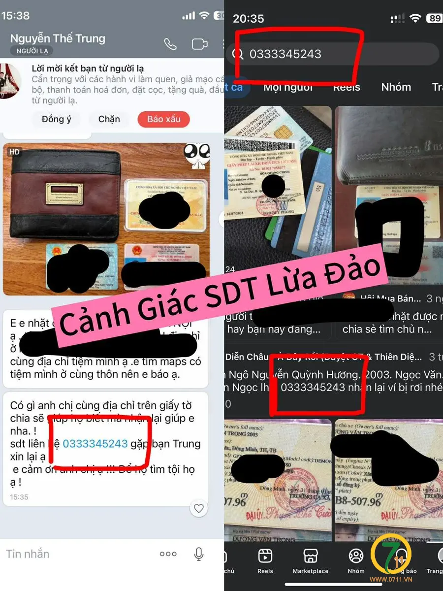 0333345243 - Cảnh báo sdt lừa người rơi đồ