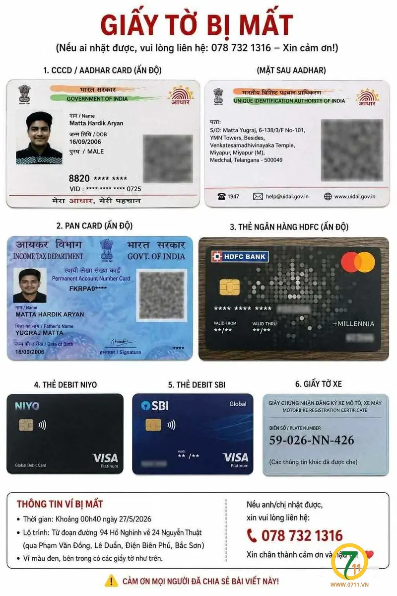 📌 RƠI VÍ GIẤY TỜ Ở ĐÀ NẴNG của bạn người Ấn Độ