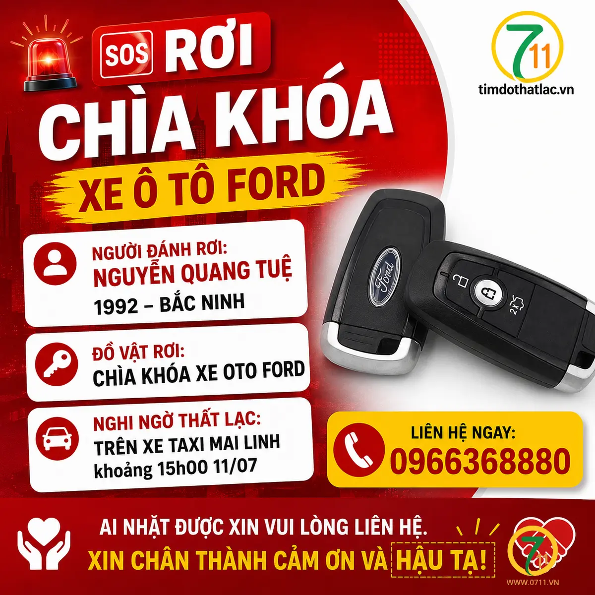 🆘 Tìm chìa khoá ô tô thất lạc ở Đà Nẵng