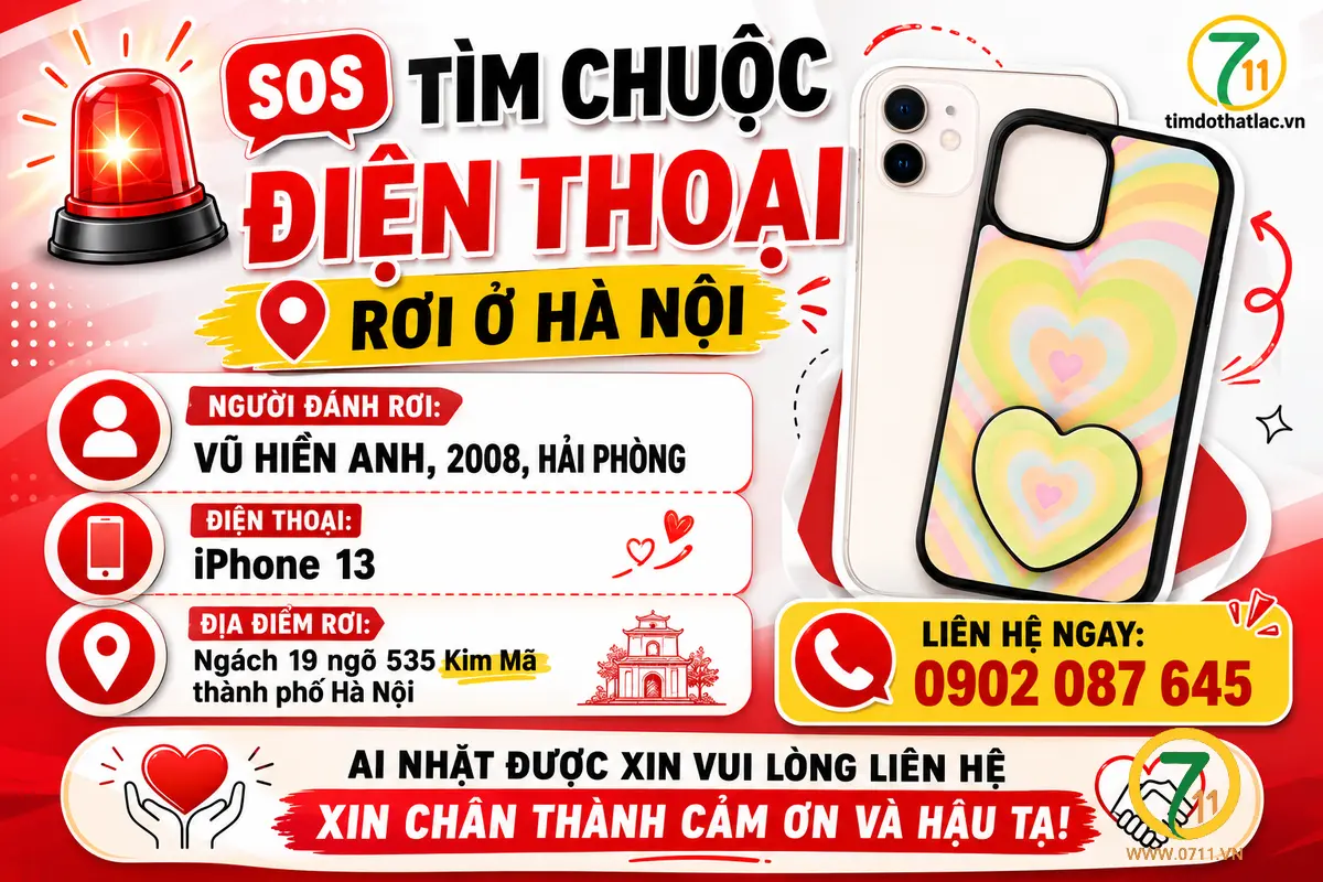 🆘 TÌM CHUỘC ĐIỆN THOẠI rơi ở Hà Nội