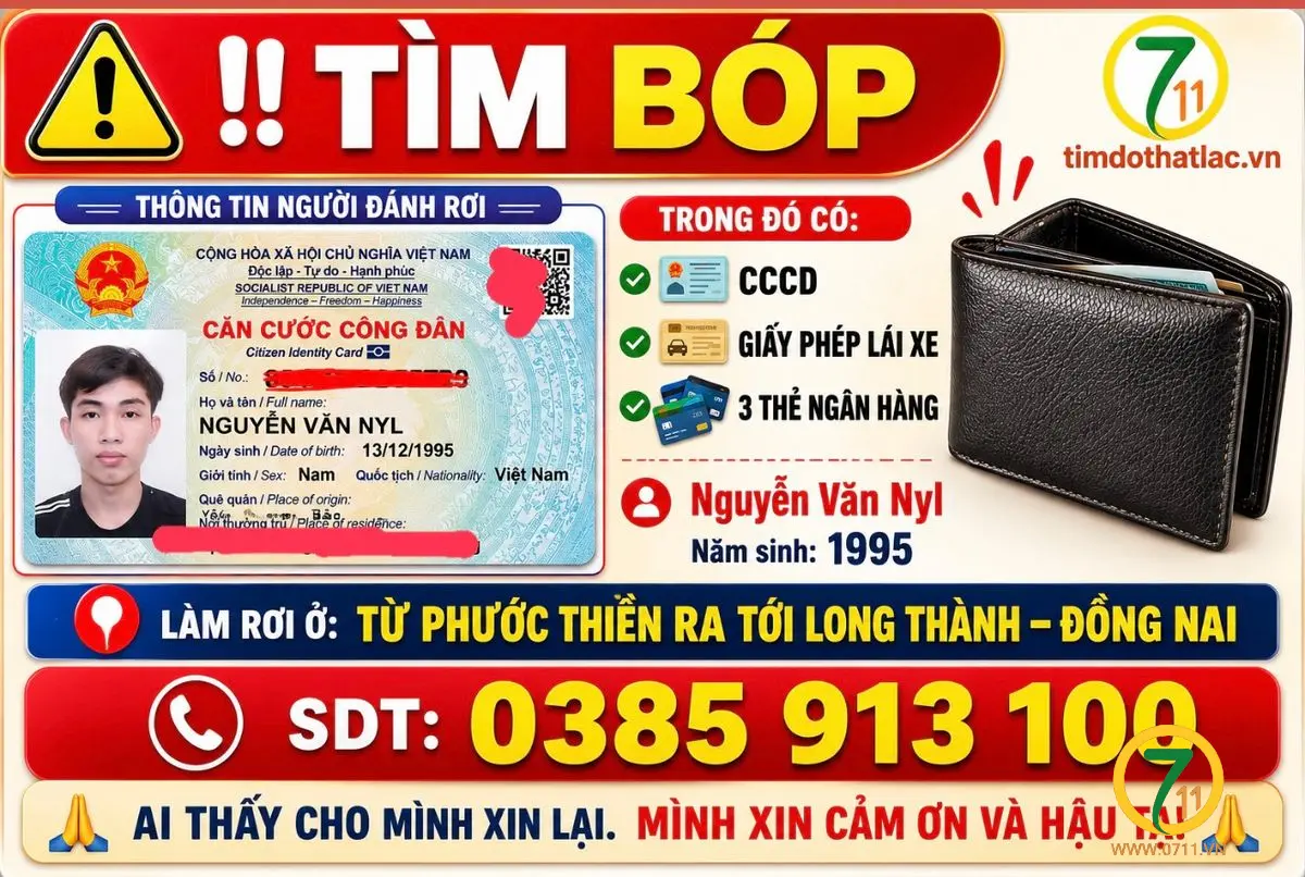 Rơi ví Đồng Nai tên Nguyễn Văn Nyl 1995