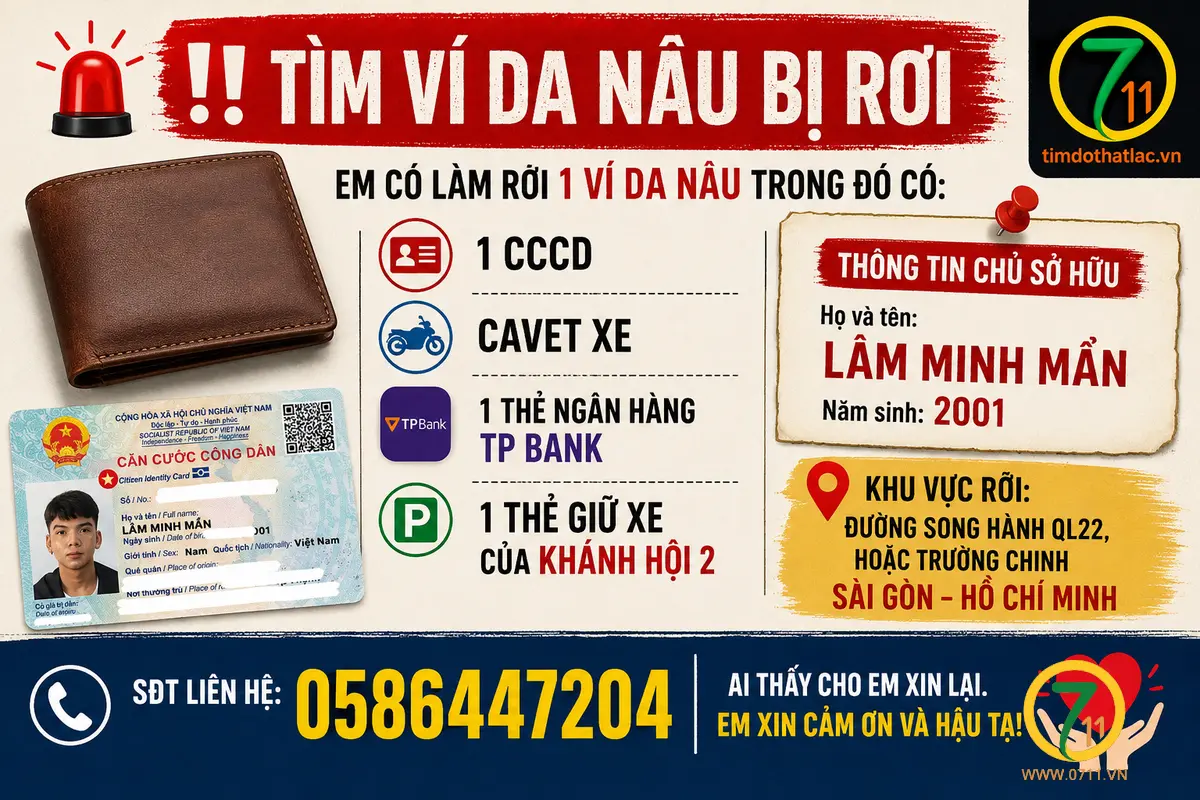 Rơi ví ở Hồ Chí Minh tên Lâm Minh Mẩn 2001