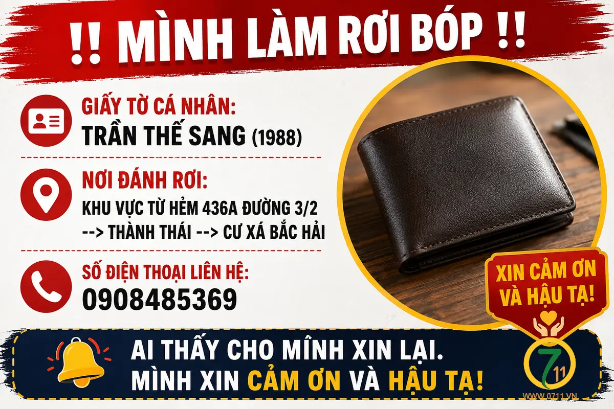 Rơi ví Hồ Chí Minh tên Trần Thế Sang 1988