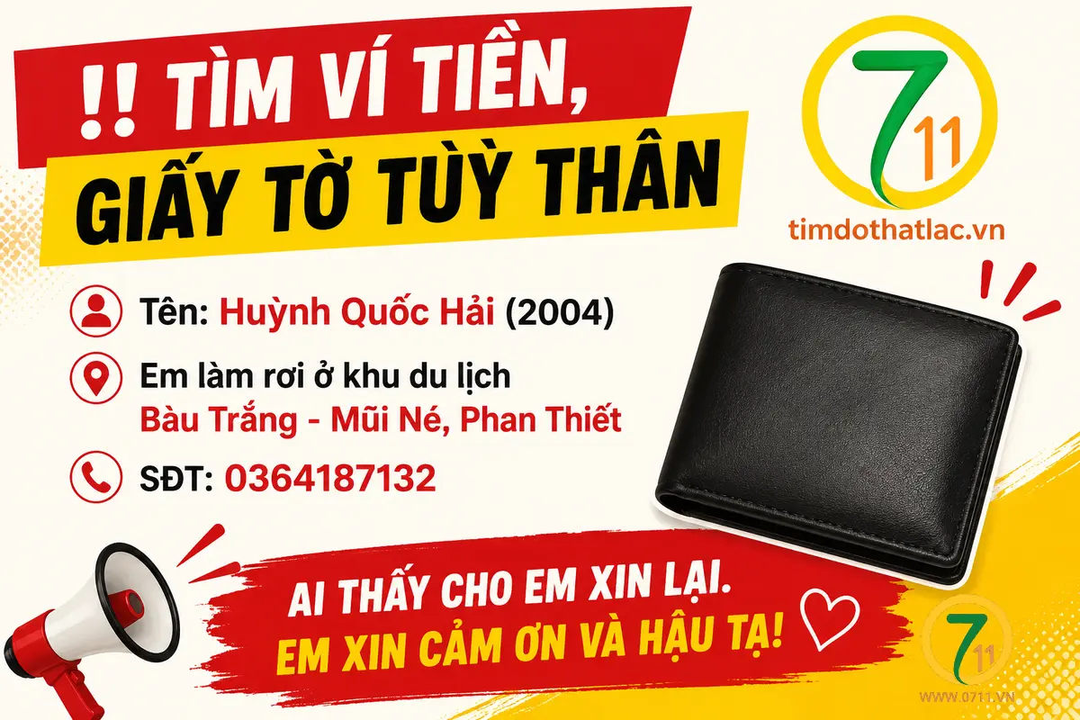Rơi ví ở Phan Thiết tên Huỳnh Quốc Hải 2004