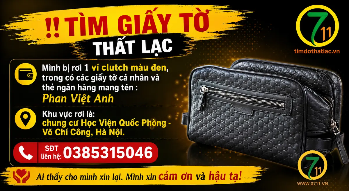 Rơi ví ở Hà Nội tên Phan Việt Anh