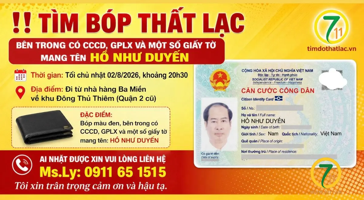 Rơi ví Hồ Chí Minh tên Hồ Như Duyến