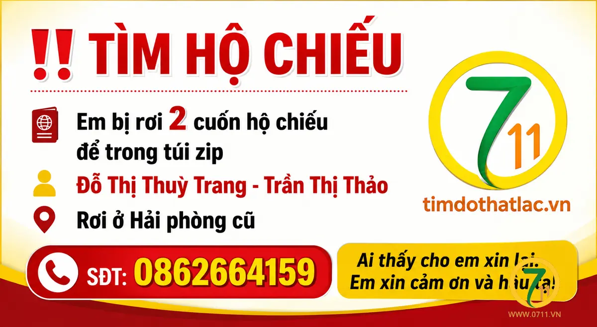 Rơi hộ chiếu ở Hải Phòng tênĐỗ Thị Thuỳ Trang và Trần Thị Thảo