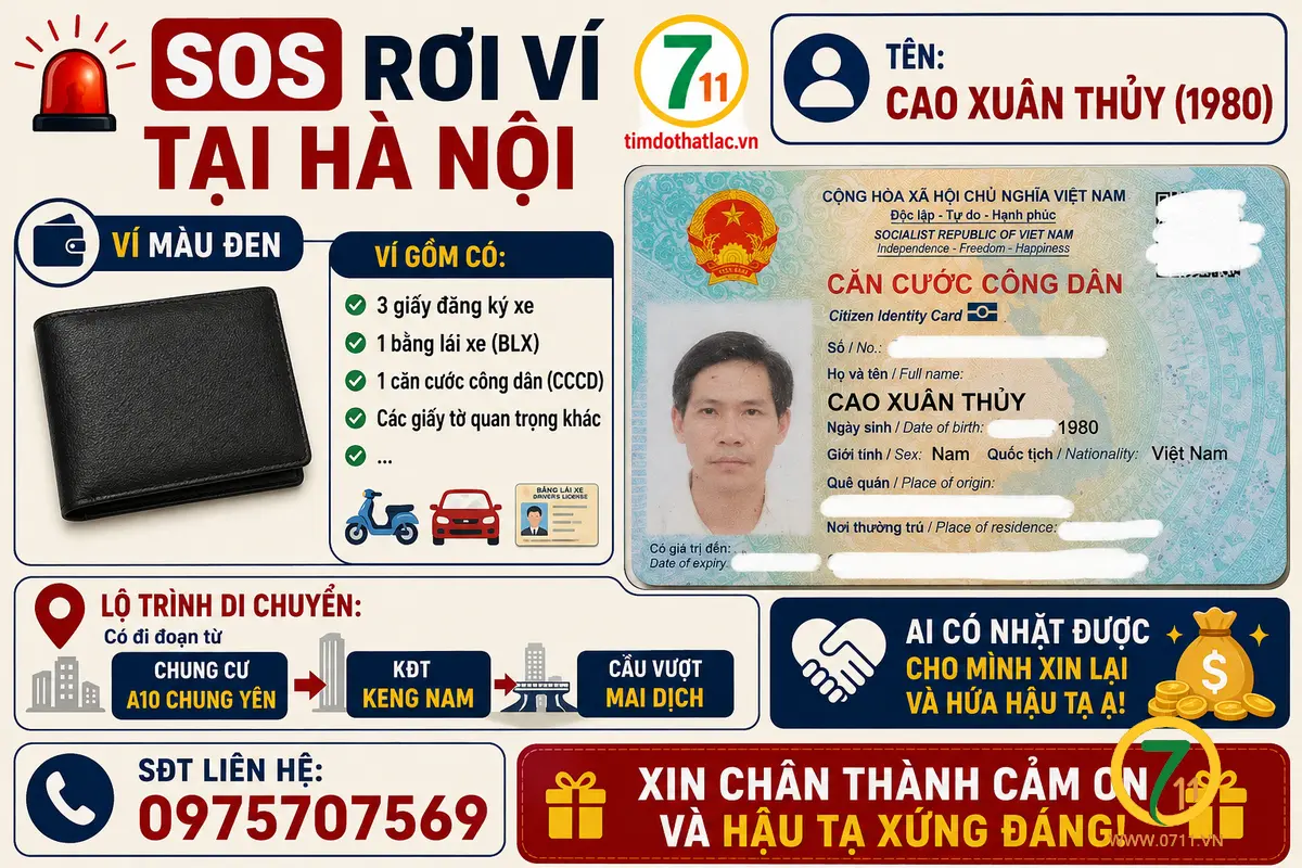 📌 rơi ví tại Hà Nội tên Cao Xuân Thủy 1980