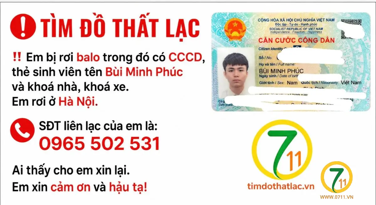 Rơi balo ở Hà Nội tên Bùi Minh Phúc 2006
