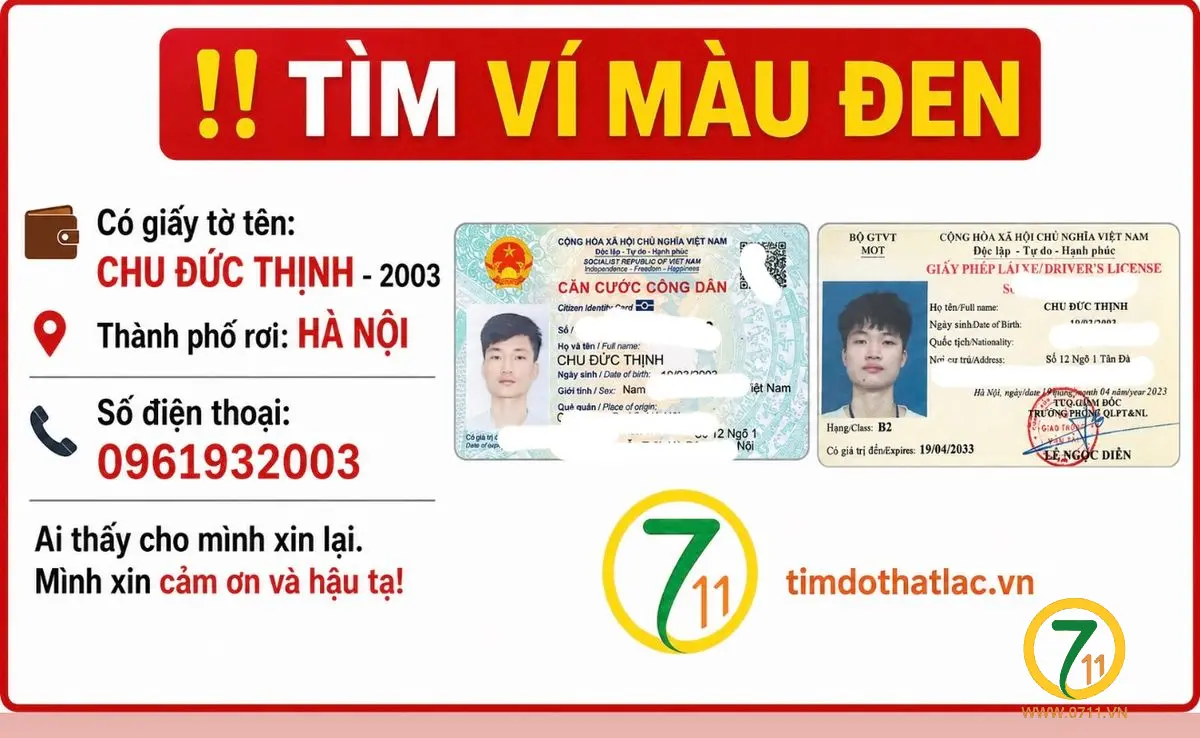 Rơi ví ở Hà Nội tên Chu Đức Thịnh 2003