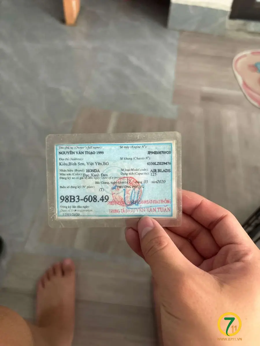 Rơi đăng kí xe ở Hà Nội tên Nguyễn Văn Thạo 1999
