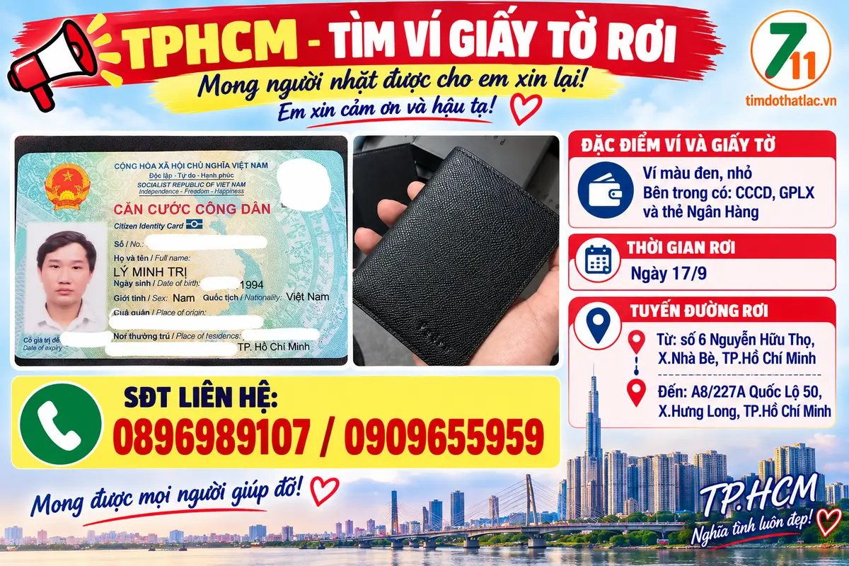 ‼️ TPHCM ‼️ Tìm ví giấy tờ tên Lý Minh Trị 1994