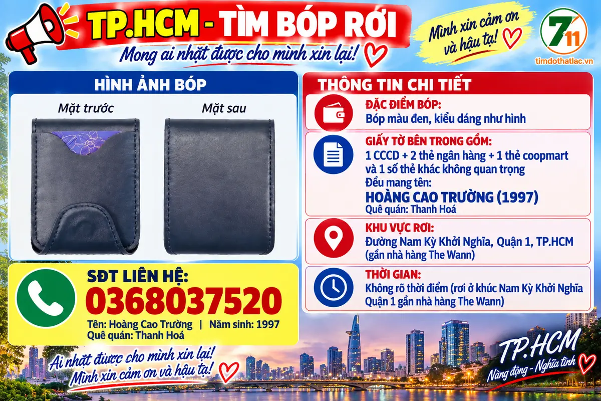 Rơi ví ở Hồ Chí Minh tên Hoàng Cao Trường 1997