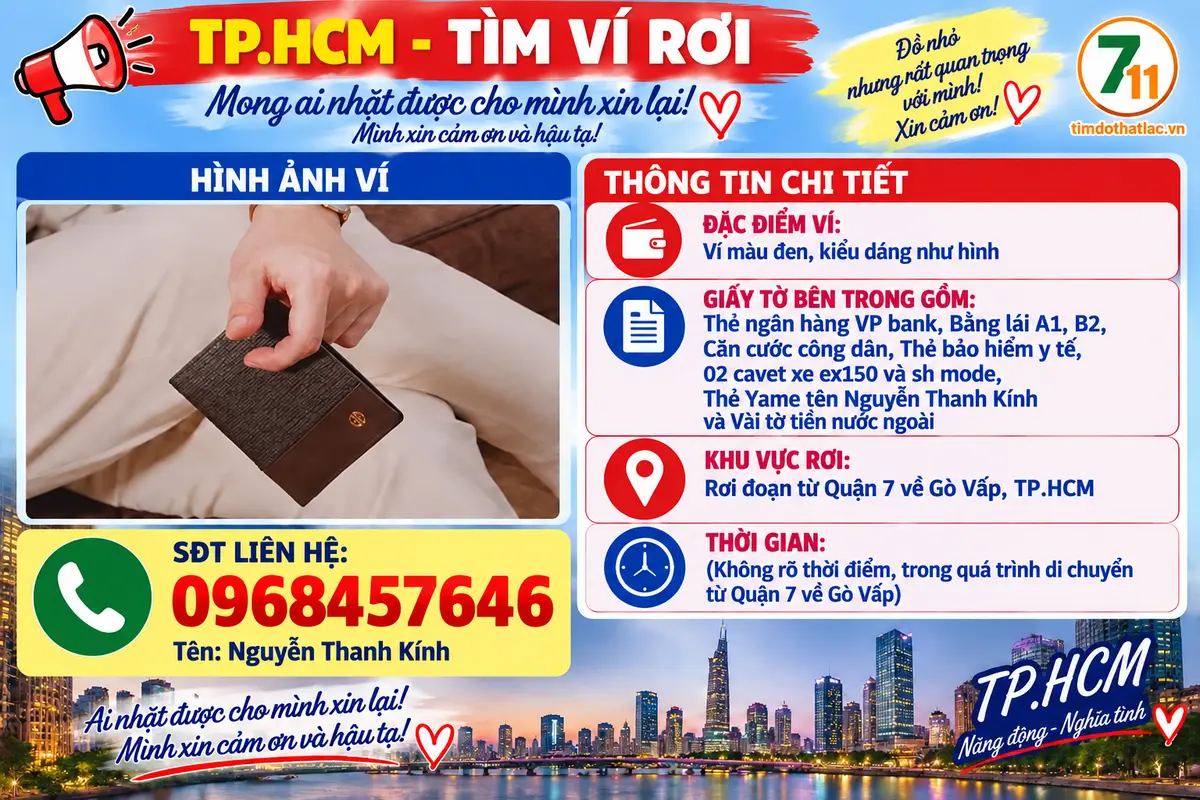 Rơi ví ở Hồ Chí Minh tên Nguyễn Thanh Kính