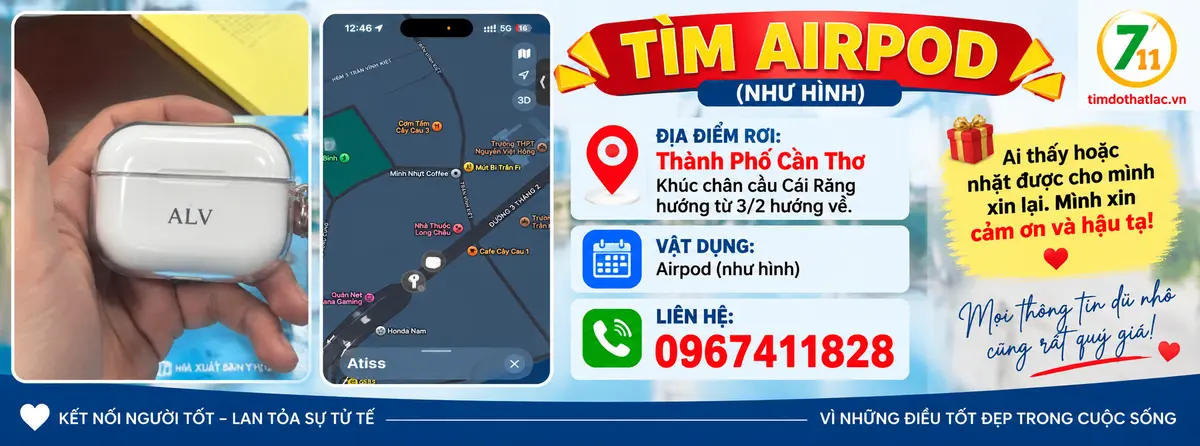Tìm airpod rơi ở Cần Thơ