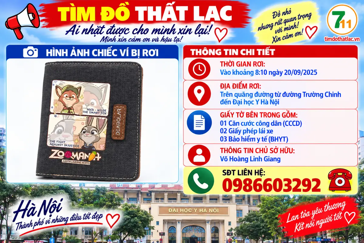 Rơi ví ở Hà Nội tên Võ Hoàng Linh Giang