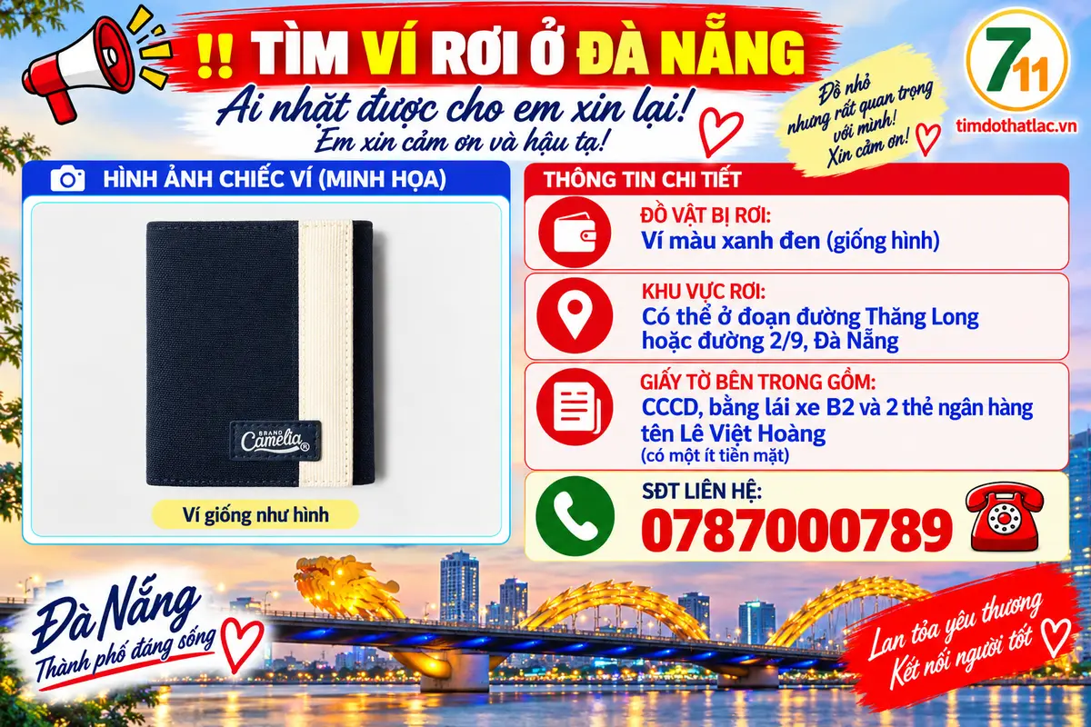Rơi ví ở Đà Nẵng tên Lê Việt Hoàng