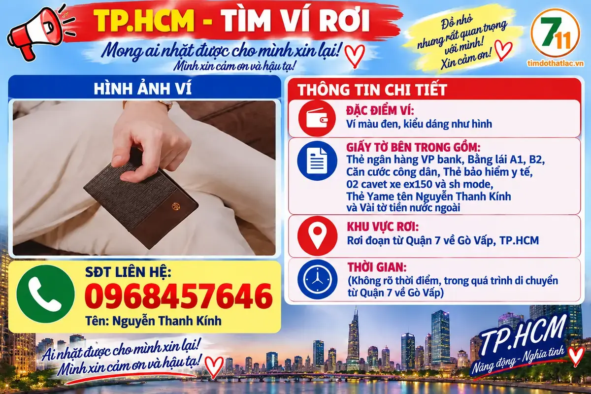Rơi ví ở Hồ Chí Minh tên Nguyễn Thanh Kính