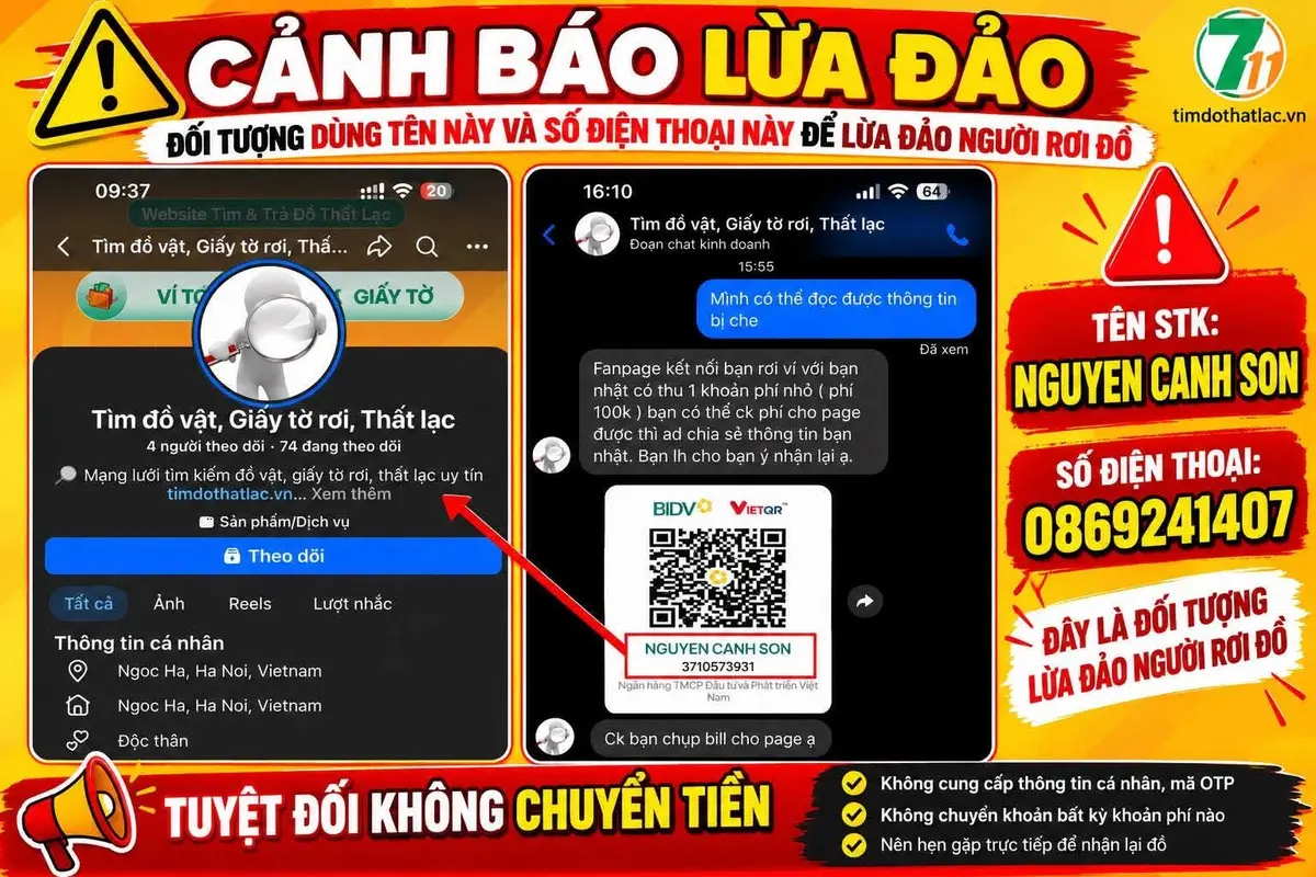 Cảnh báo stk sdt Nguyen Canh Son lừa đảo tiền
