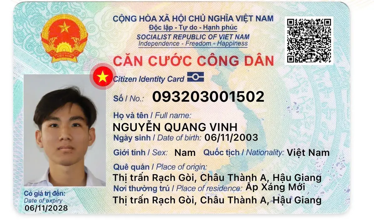 Rơi ví, giấy tờ tuỳ thân mang tên Nguyễn Quang Vinh sinh năm 2003 rơi ở thành phố Cần Thơ