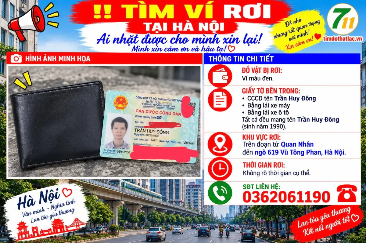 Rơi ví ở Hà Nội tên Trần Huy Đông 1990
