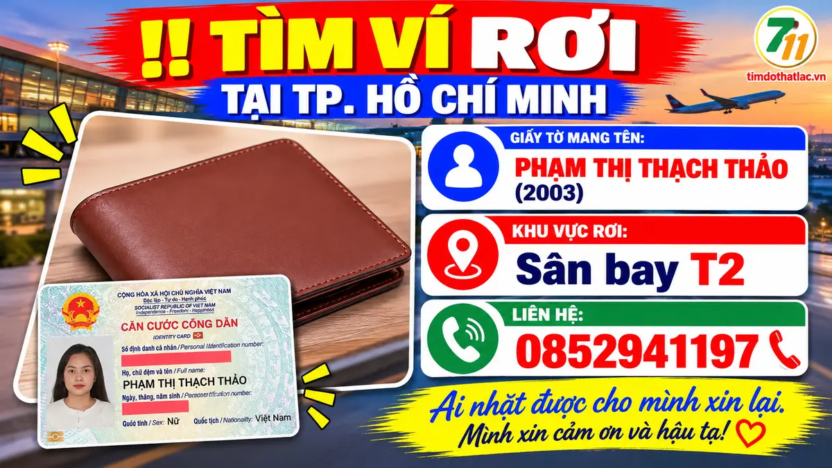 Rơi ví ở Hồ Chí Minh tên Phạm Thị Thạch Thảo 2003