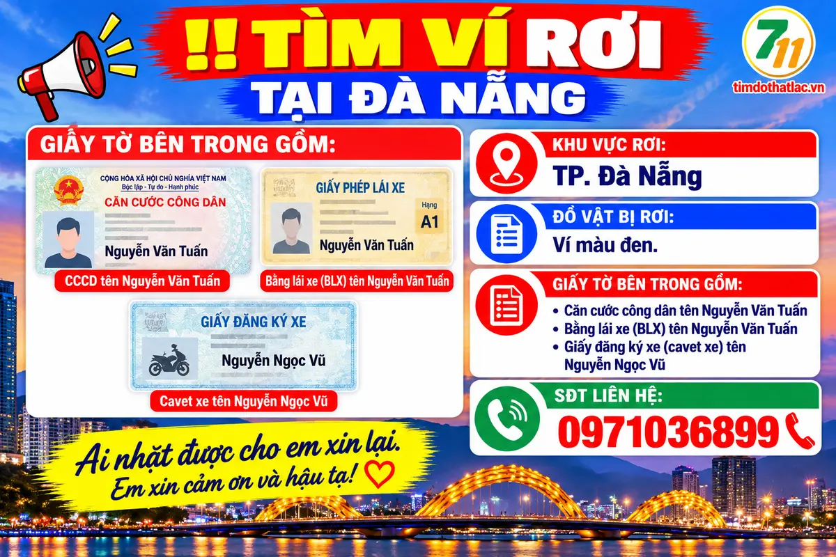Rơi ví ở Đà Nẵng tên Nguyễn Văn Tuấn