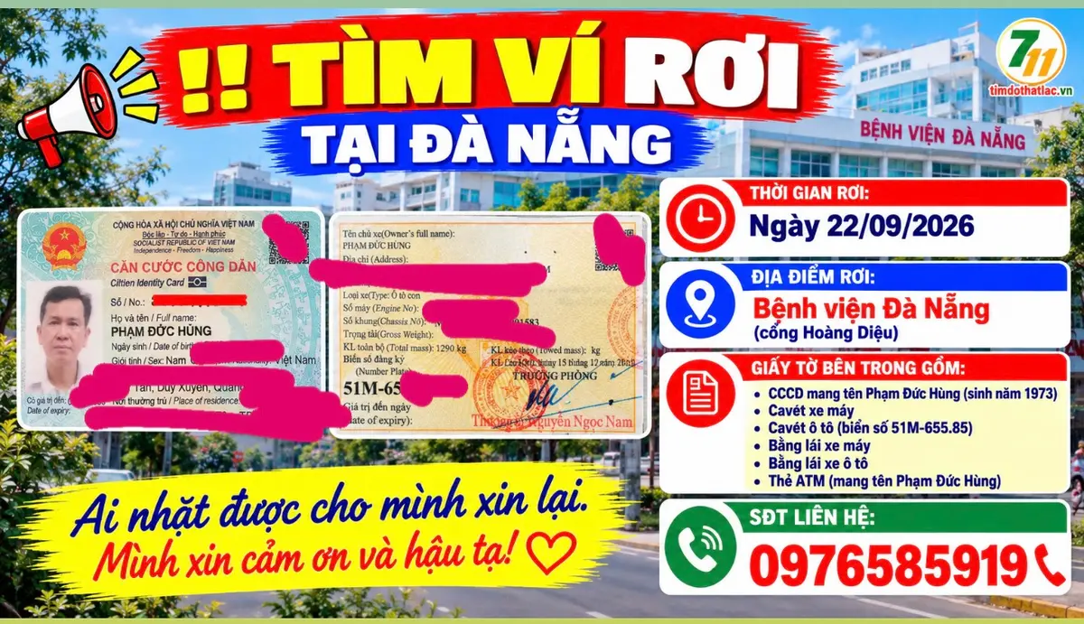 Rơi ví ở Đà Nẵng tên Phạm Đức Hùng 1973