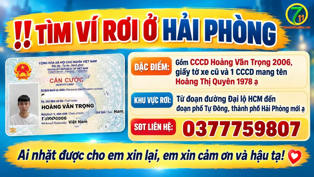 Rơi ví ở Hải Phòng tên Hoàng Văn Trọng 2006