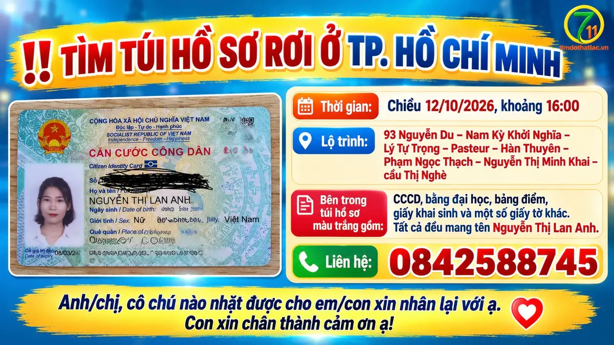 Rơi ví ở Hồ Chí Minh tên Nguyễn Thị Lan Anh