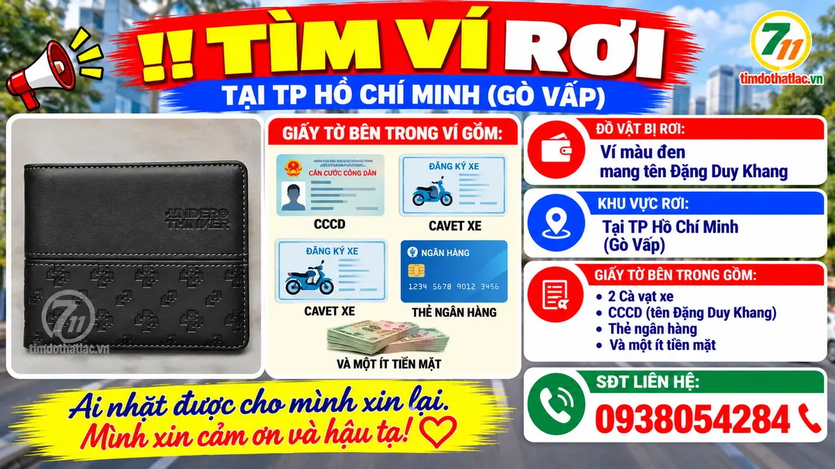 📌rơi ví tại TP HCM tên Đặng Duy Khang