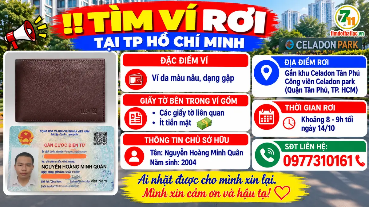 📌 rơi ví tại TP HCM tên Nguyễn Hoàng Minh Quân 2004