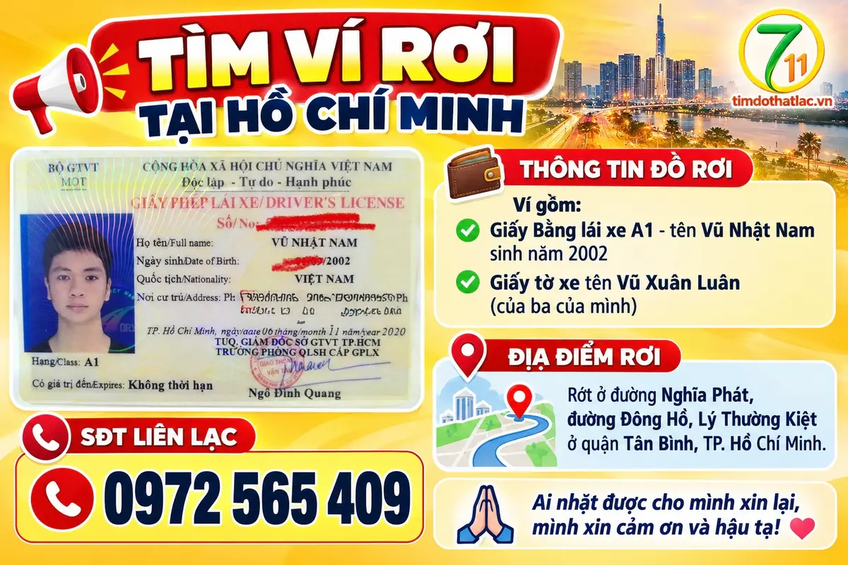 Rơi ví ở Hồ Chí Minh tên Vũ Nhật Nam 2002