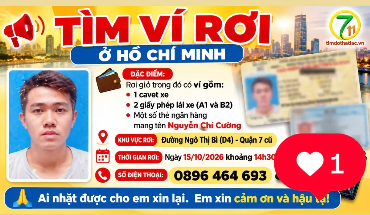 Rơi ví ở Hồ Chí Minh tên Nguyễn Chí Cường