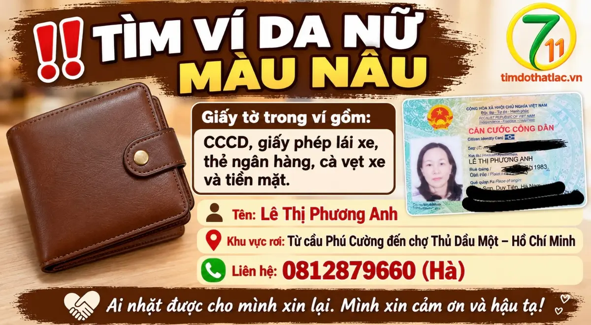 Rơi ví ở Hồ Chí Minh tên Lê Thị Phương Anh