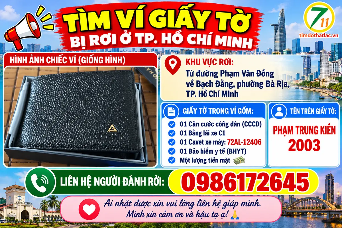 📌 rơi ví tại TP HCM tên Phạm Trung Kiên 2003