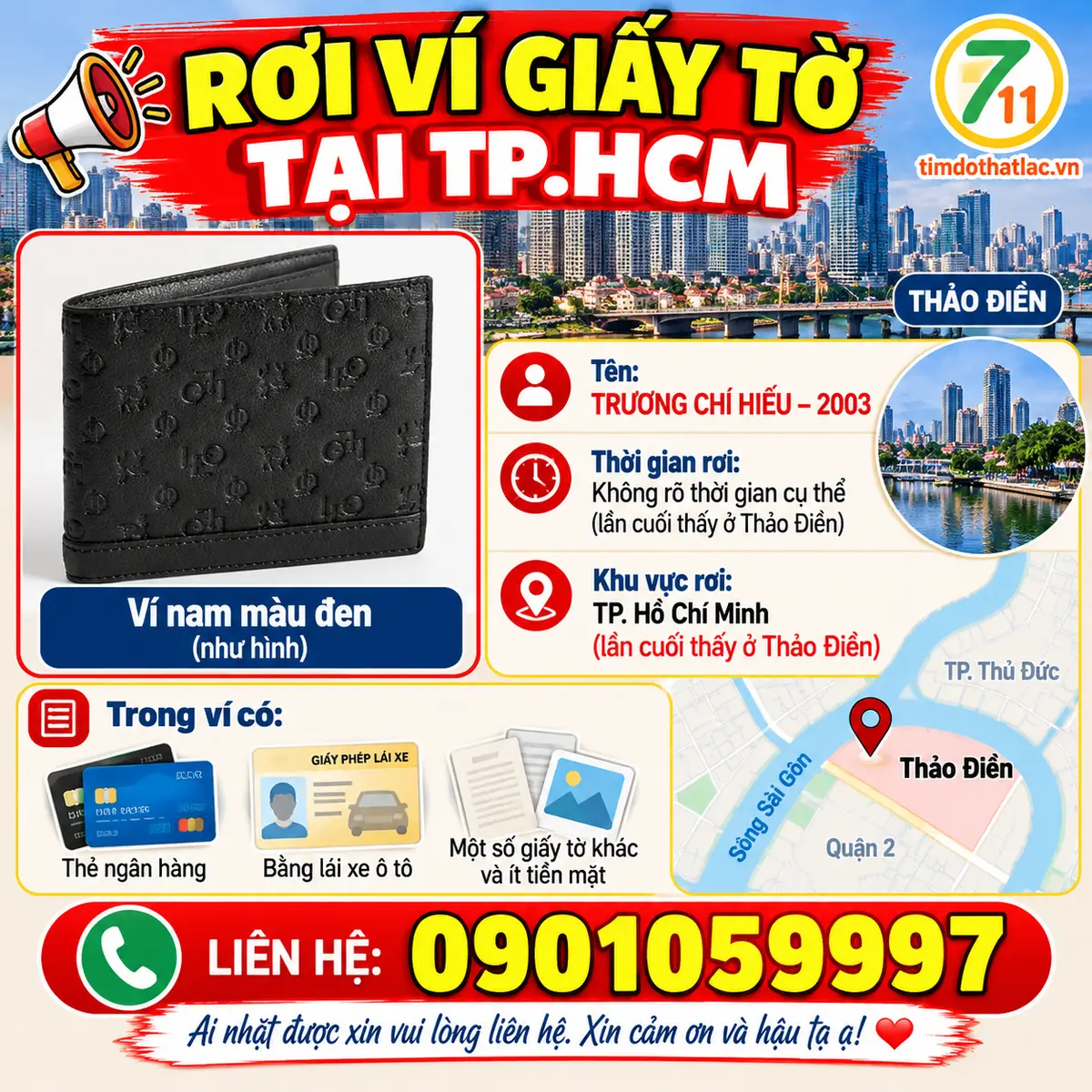 📌 rơi ví màu đen tại TPHCM tên Trương Chí Hiếu 2003