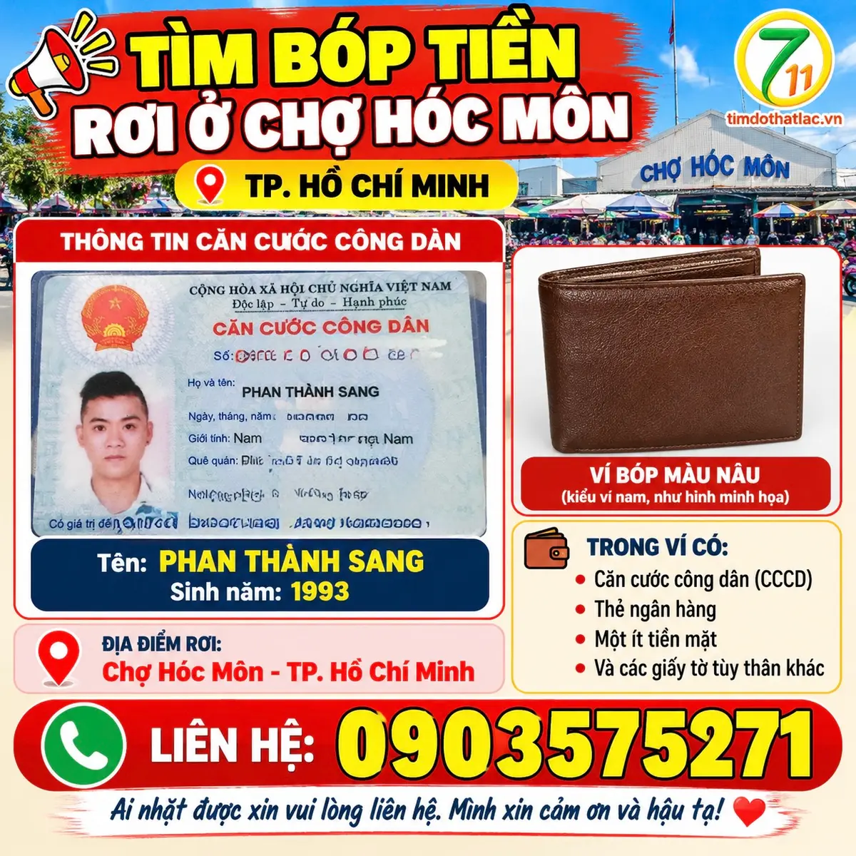 Rơi ví ở Hồ Chí Minh tên Phan Thành Sang 1993
