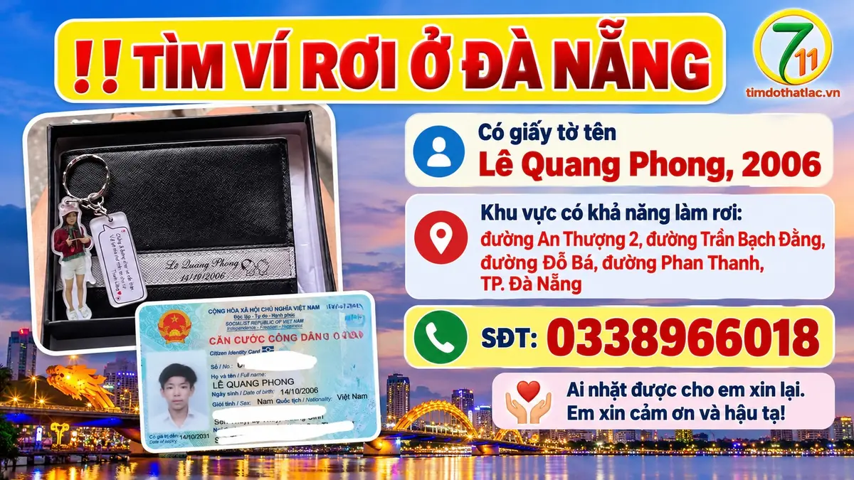 Rơi ví ở Đà Nẵng tên Lê Quang Phong 2006