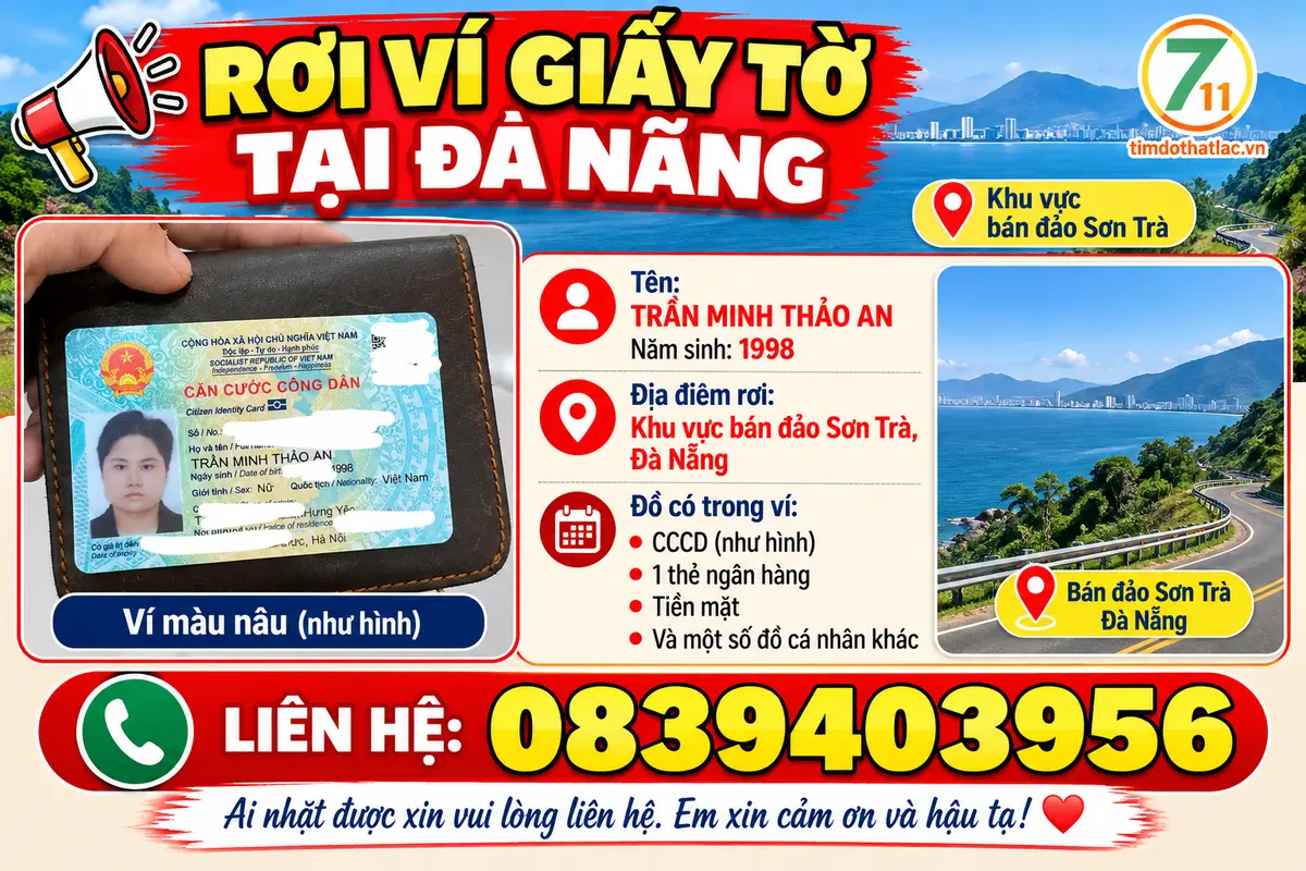 📌rơi ví tại Đà Nẵng tên Trần Minh Thảo An 1998