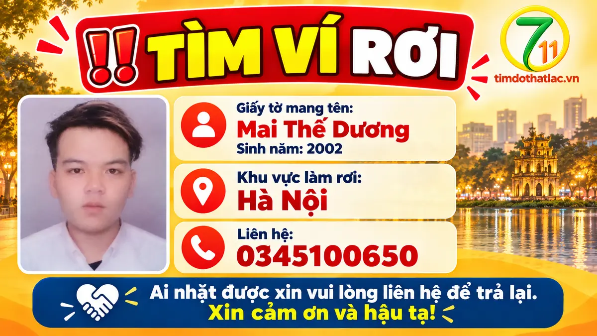 Rơi ví ở Hà Nội tên Mai Thế Dương 2002
