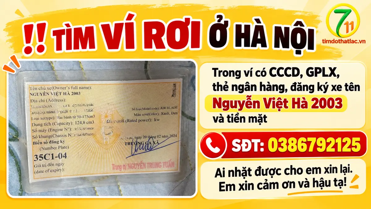 Rơi ví ở Hà Nội tên Nguyễn Việt Hà 2003