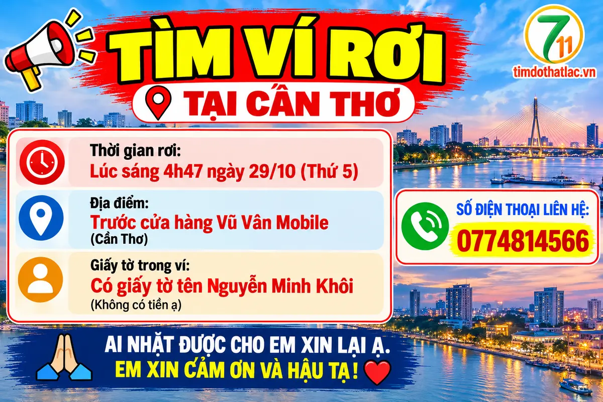 Rơi ví ở Cần Thơ tên Nguyễn Minh Khôi