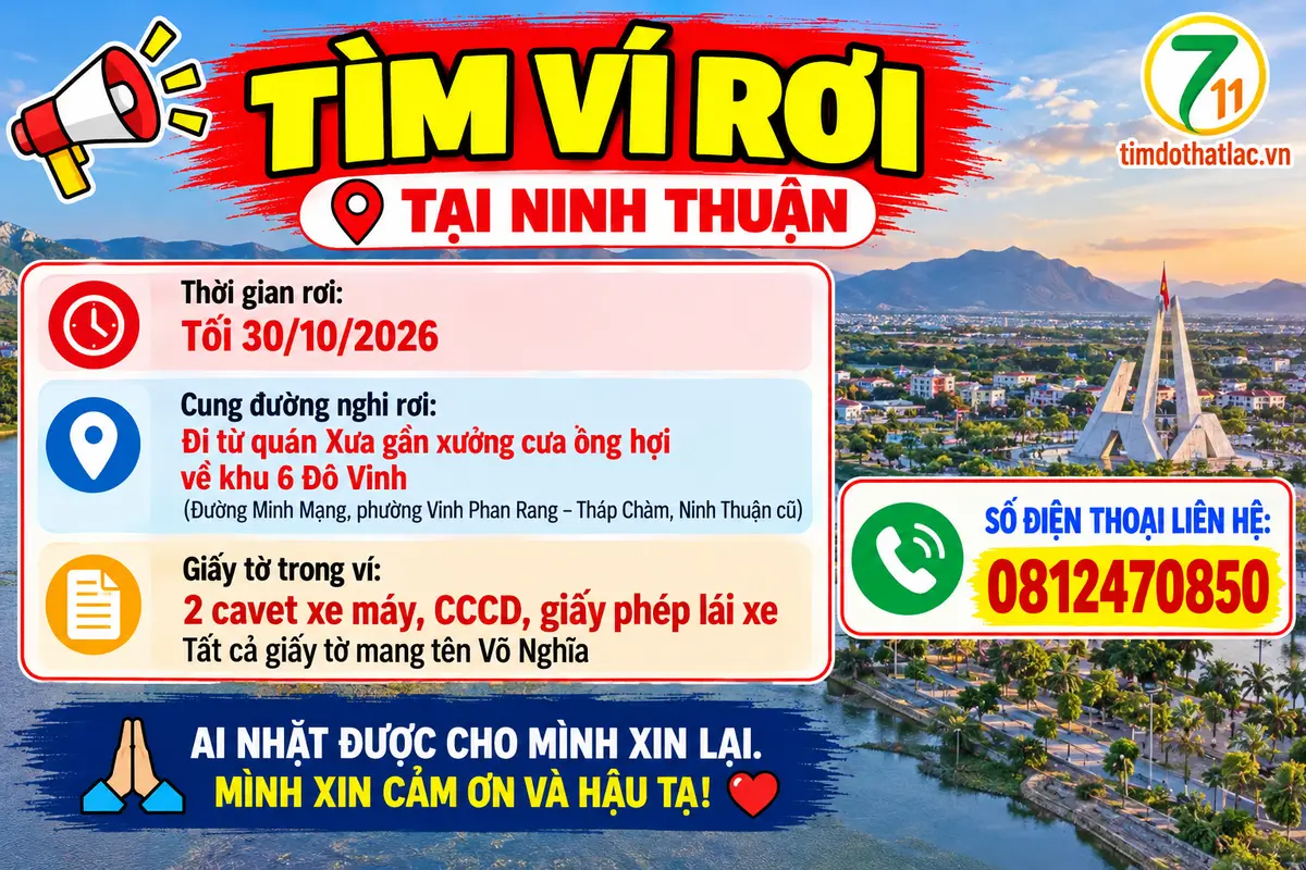 Rơi ví ở Ninh Thuận tên Võ Nghĩa